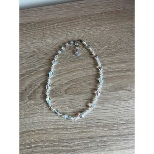 Vintage Aurora Borealis AB Crystal Beaded Necklace 13-16" Faceted Laguna